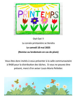 Corvée printemps 2025 Événements